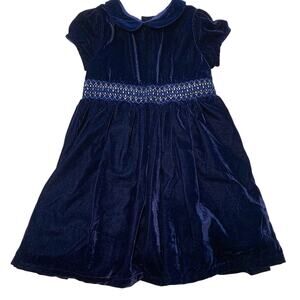 JoJo Maman Bebe Navy Blue Velvet Special Occasion Dress